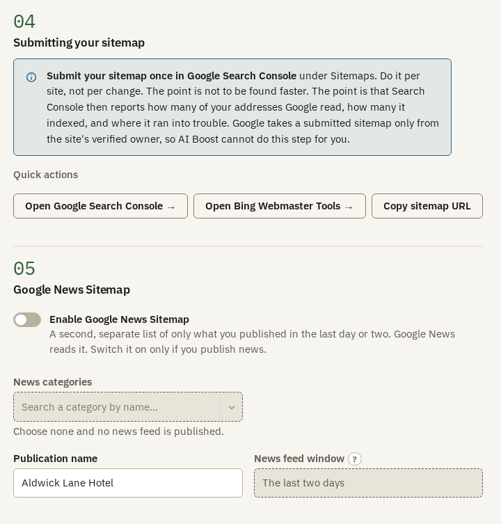 Submitting your sitemap and the Google News Sitemap